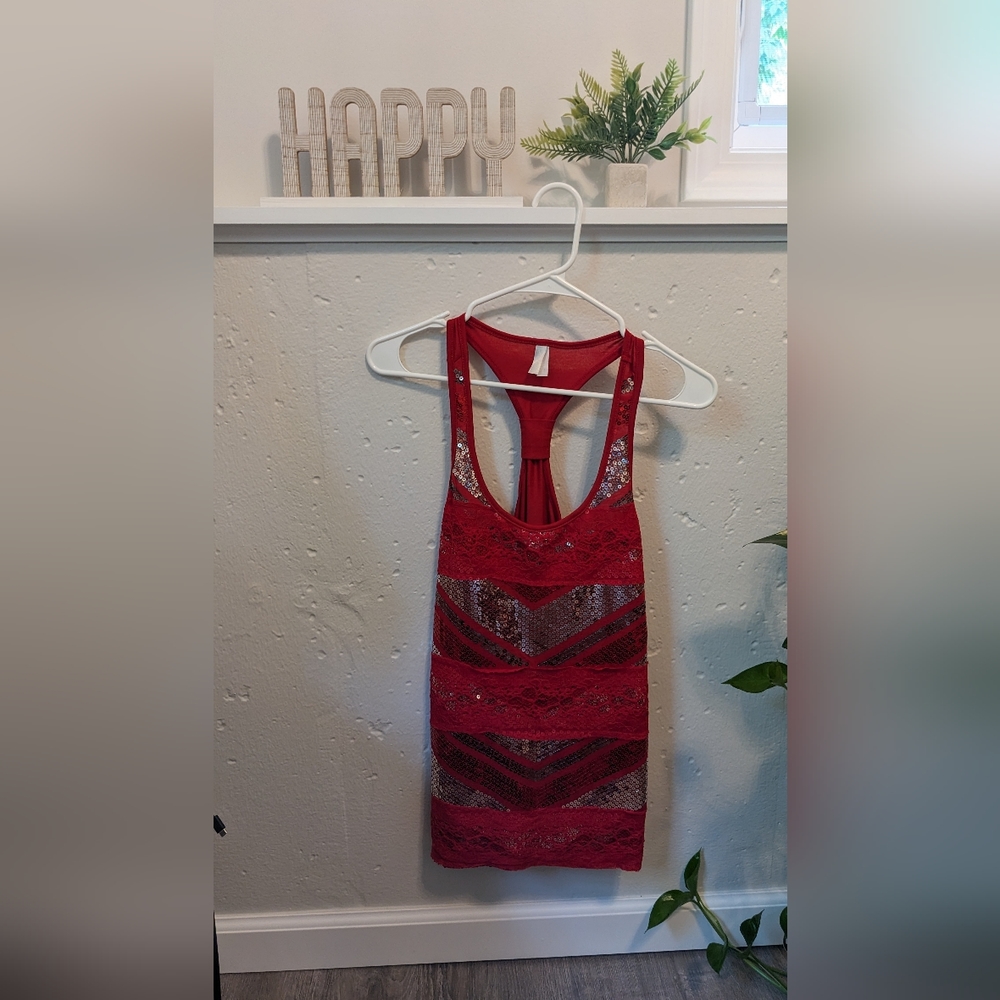 Vanity Red Sequin Tank